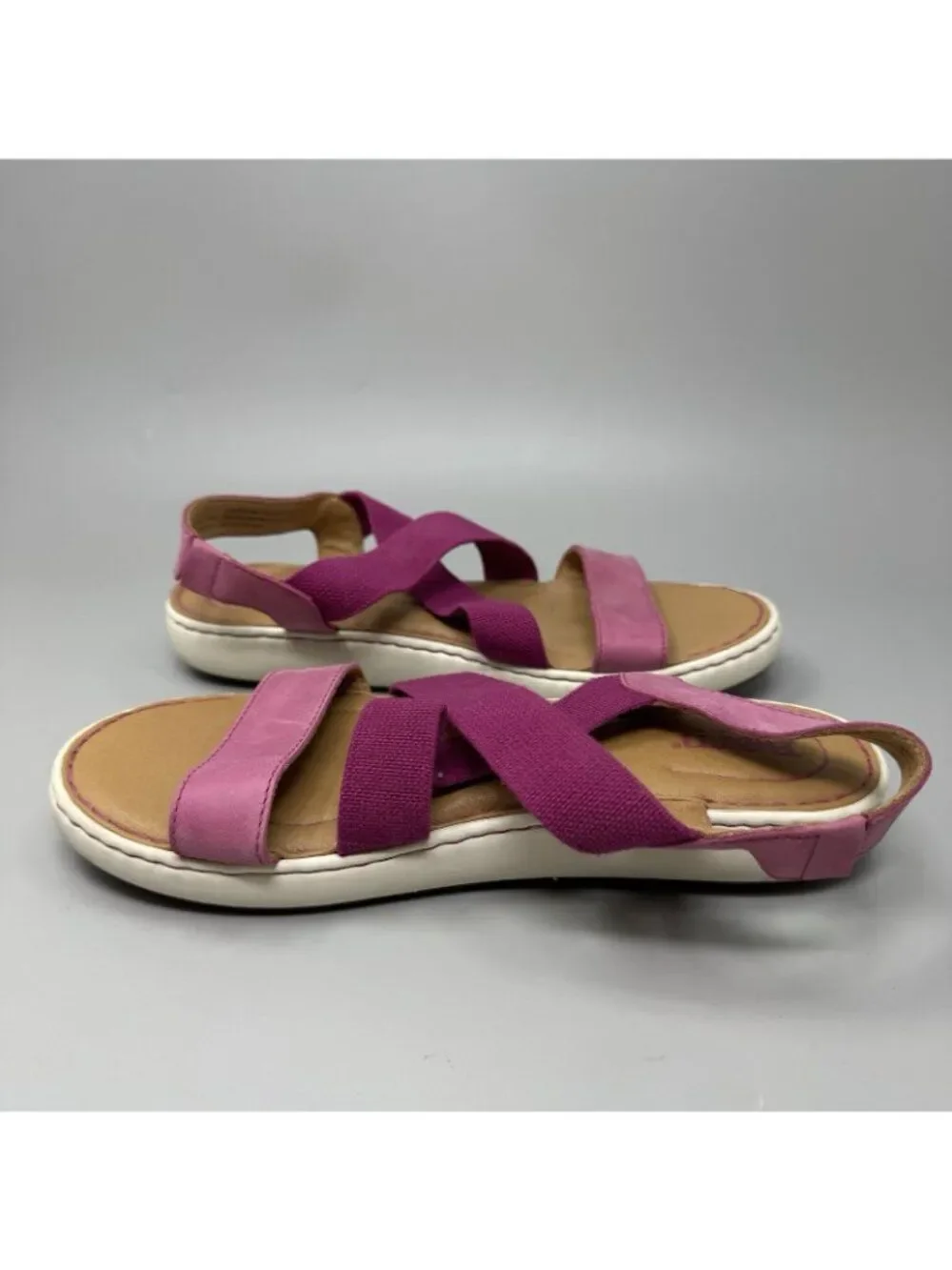 Born Sandals Women's 9M Purple Leather Stretch Slingback Strappy Jayla Comfort
